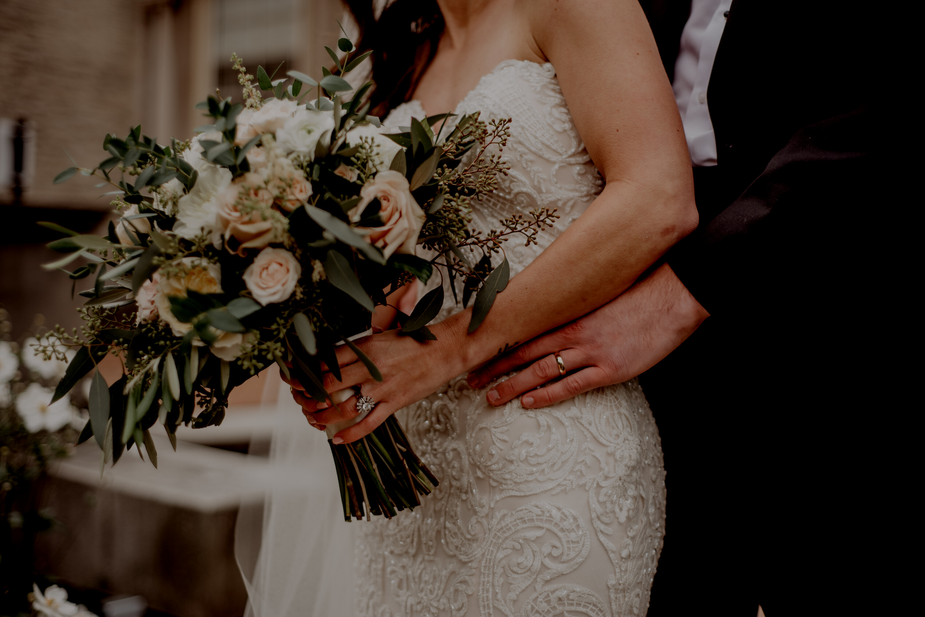 Woman Wearing White Wedding Gown